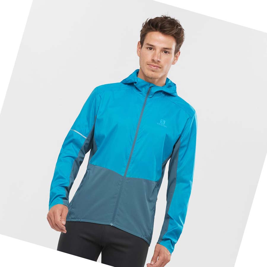 Salomon AGILE WIND WINDBREAKERS Kabát Férfi Kék | HU 2359KOR